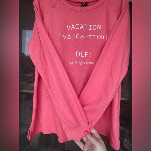 Casey Key Salmon pink “vacation definition I always need one” sweatshirt - Picture 3 of 8